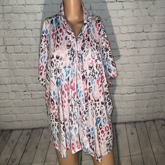 PJ Couture Pink & Blue Button Down Blouse - Picture 1 of 7